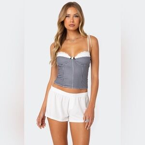 Edikted Peekaboo Lacey Gingham Corset